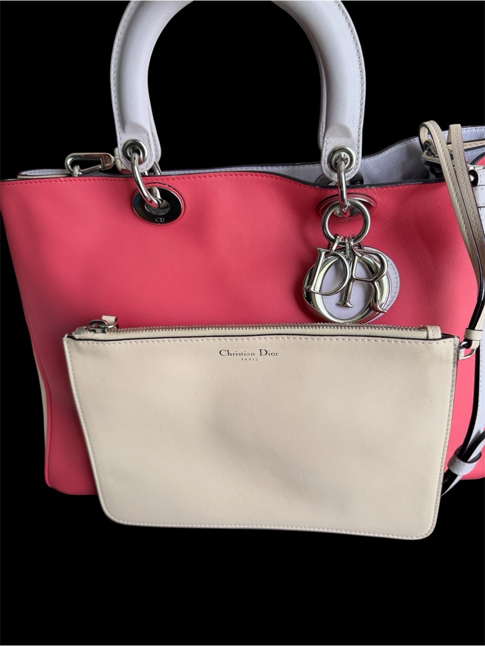 Christian Dior Diorissimo Large Tri-Color Calfskin Leather Tote - Picture 13 of 17